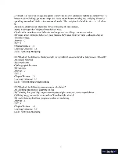 Test Bank for Access To Health, 15th Edition - Page 9 preview image