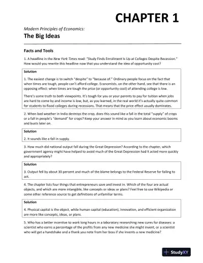 Solution Manual For Modern Principles: Microeconomics, 4th Edition - Page 1 preview image