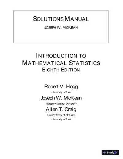 Solution Manual for Introduction to Mathematical Statistics, 8th Edition - Page 1 preview image