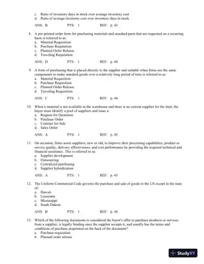 Test Bank For Principles Of Supply Chain Management: A Balanced Approach, 3rd Edition - Page 16 preview image