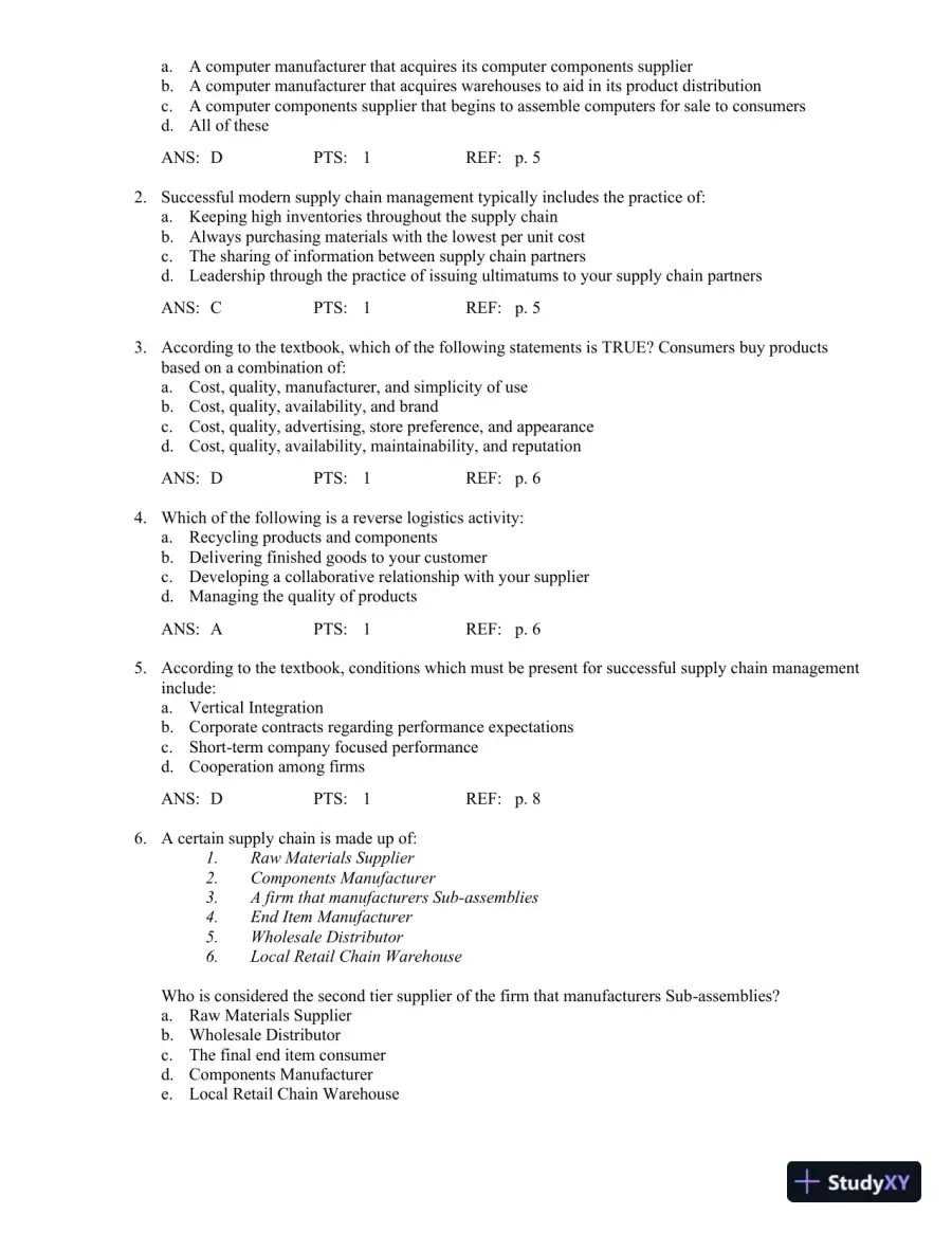 Test Bank For Principles Of Supply Chain Management: A Balanced Approach, 3rd Edition, page 4