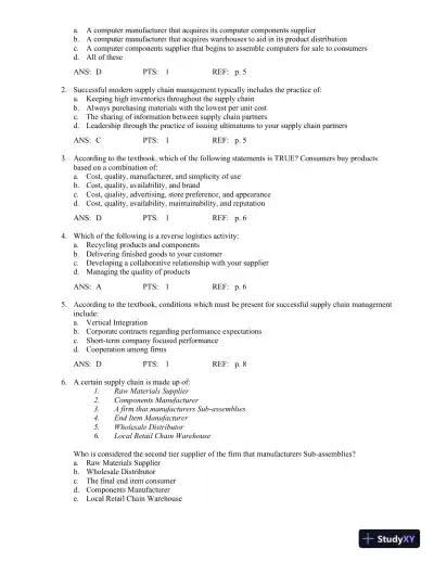 Test Bank For Principles Of Supply Chain Management: A Balanced Approach, 3rd Edition - Page 4 preview image