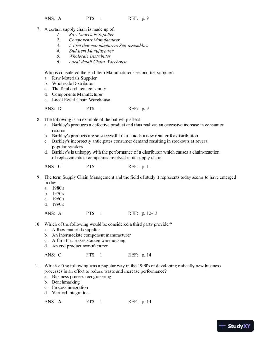 Test Bank For Principles Of Supply Chain Management: A Balanced Approach, 3rd Edition, page 5
