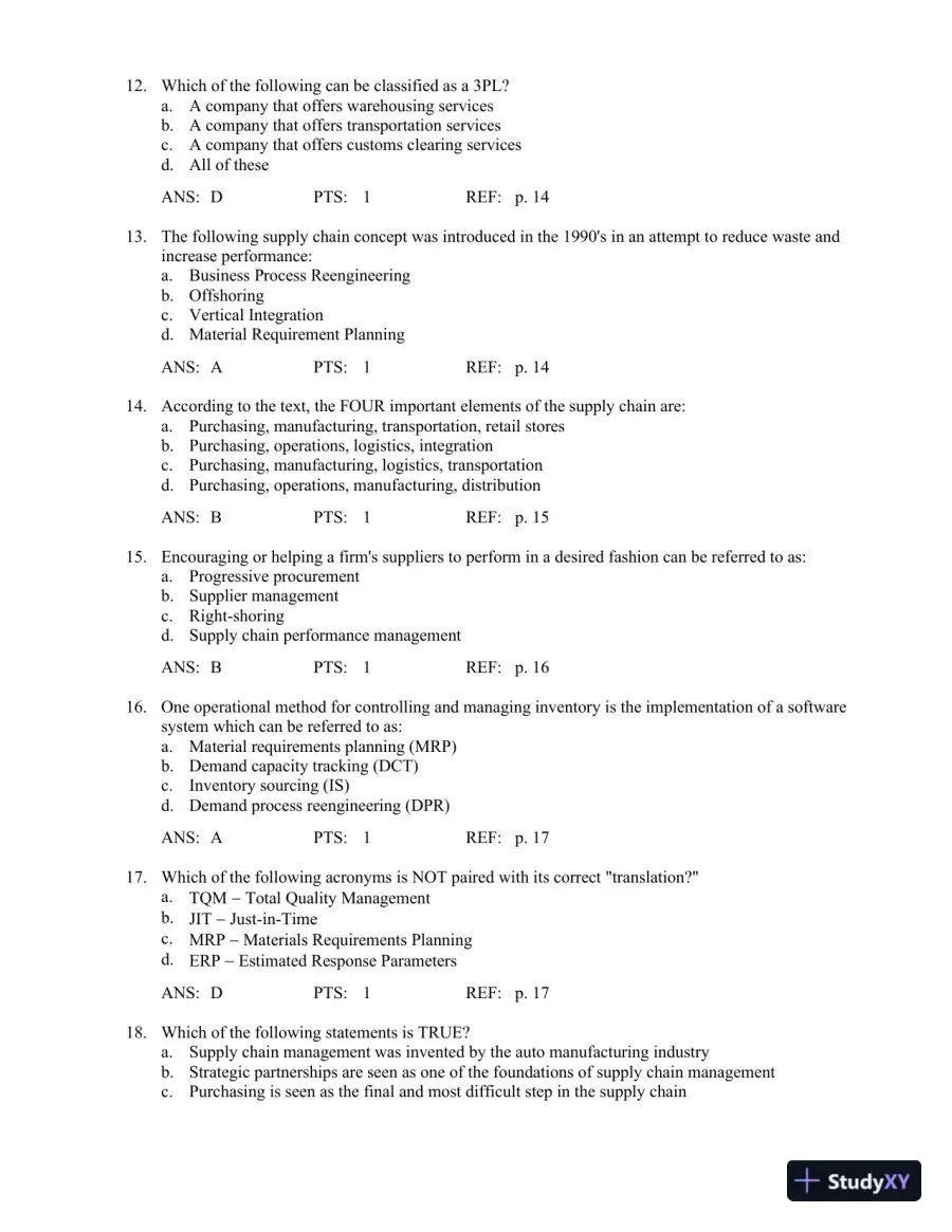 Test Bank For Principles Of Supply Chain Management: A Balanced Approach, 3rd Edition, page 6