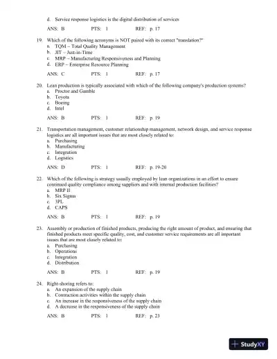 Test Bank For Principles Of Supply Chain Management: A Balanced Approach, 3rd Edition - Page 7 preview image