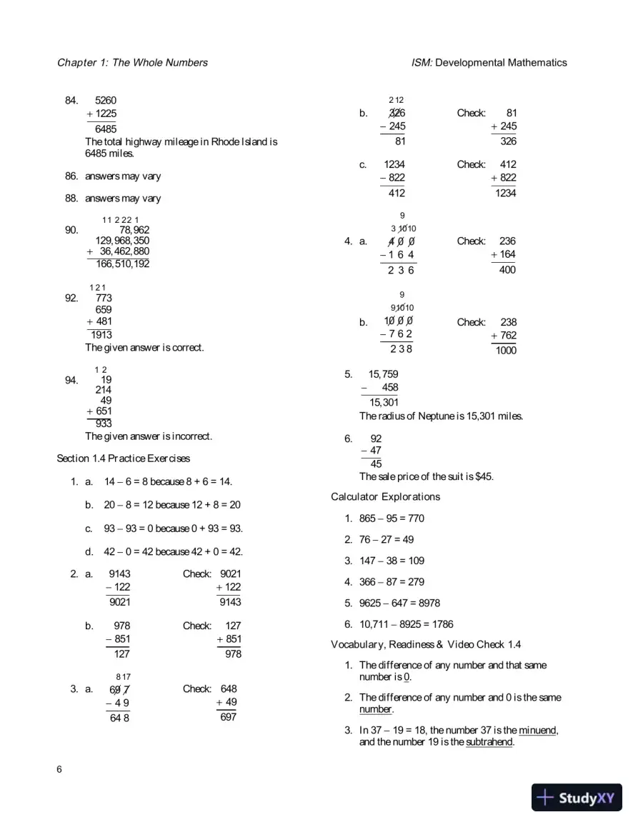 Solution Manual for Developmental Mathematics, 4th Edition, page 10
