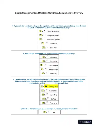 Quality Management and Strategic Planning: A Comprehensive Overview - Page 1 preview image