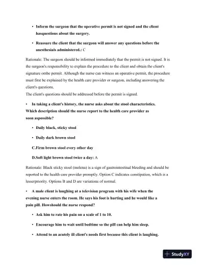 2023 HESI RN Fundamentals Exam Question and Study Guide With Answers (75 Solved Questions) - Page 12 preview image