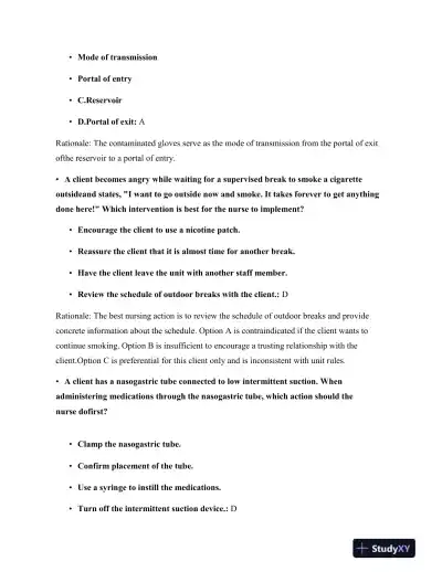 2023 HESI RN Fundamentals Exam Question and Study Guide With Answers (75 Solved Questions) - Page 5 preview image