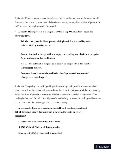 2023 HESI RN Fundamentals Exam Question and Study Guide With Answers (75 Solved Questions) - Page 7 preview image