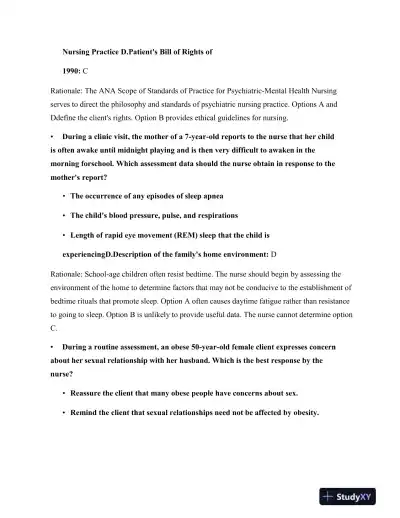 2023 HESI RN Fundamentals Exam Question and Study Guide With Answers (75 Solved Questions) - Page 8 preview image