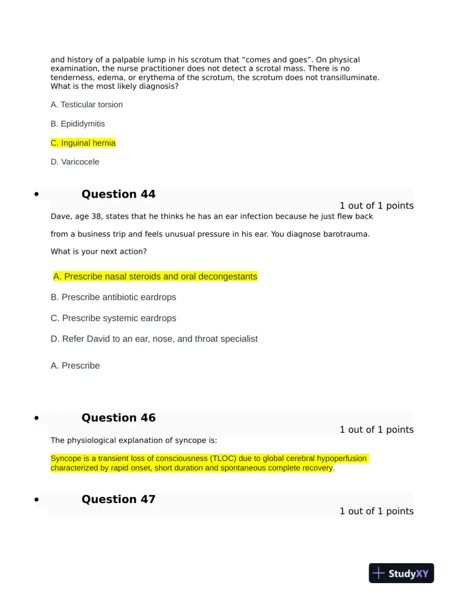 Clinical Analysis Final Exam With Answers (143 Solved Questions), page 10