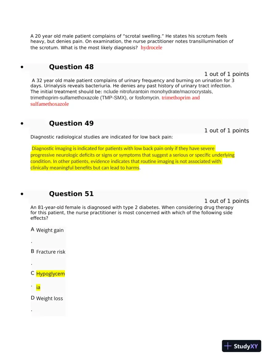 Clinical Analysis Final Exam With Answers (143 Solved Questions), page 11