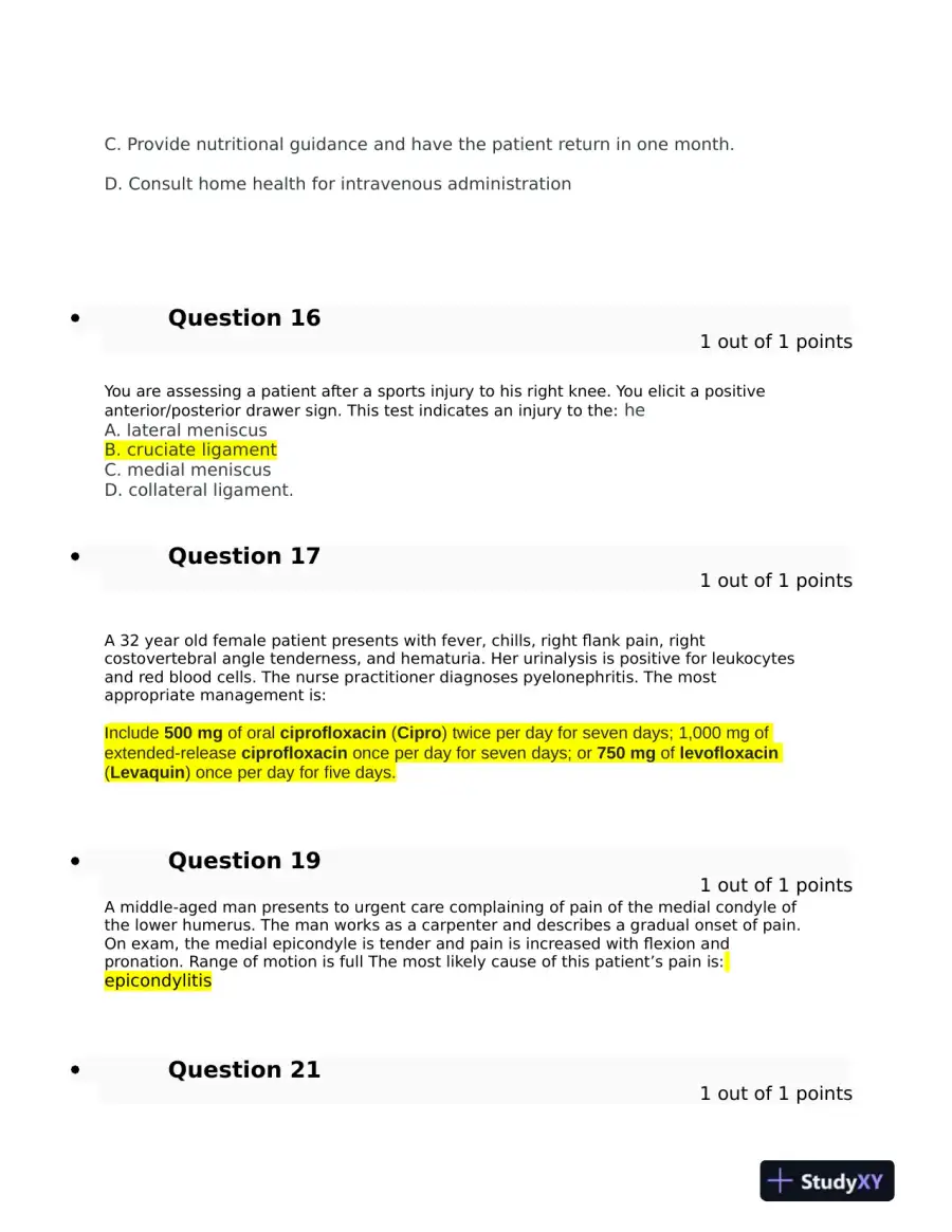 Clinical Analysis Final Exam With Answers (143 Solved Questions), page 5