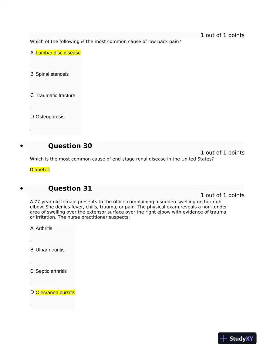 Clinical Analysis Final Exam With Answers (143 Solved Questions), page 7