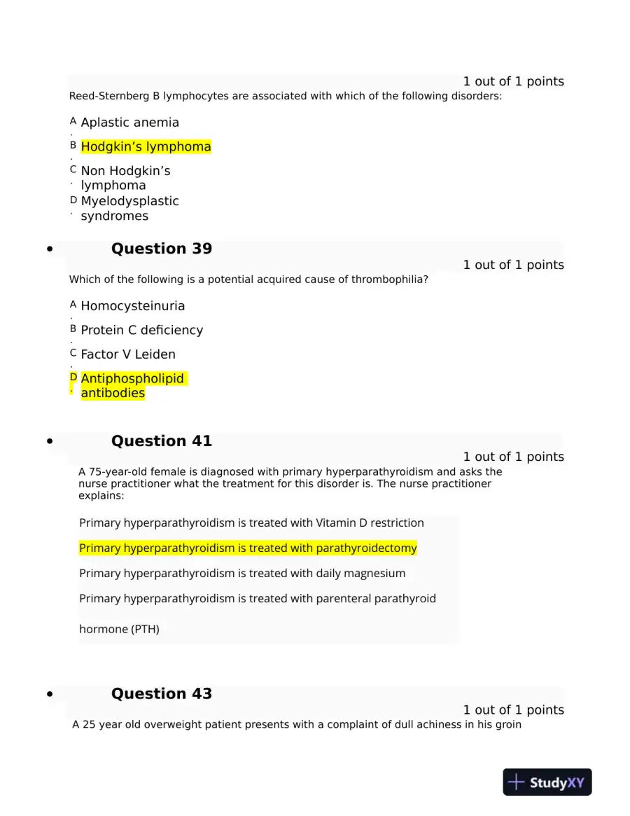 Clinical Analysis Final Exam With Answers (143 Solved Questions), page 9