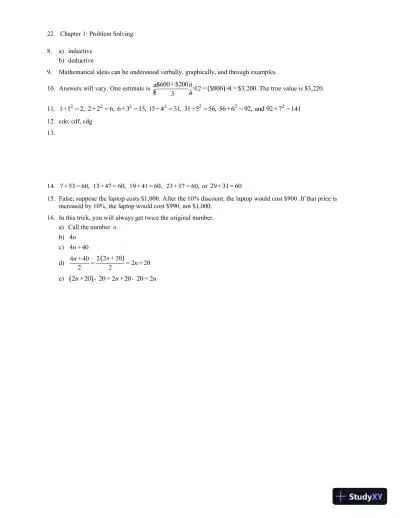 Solution Manual for Mathematics All Around, 6th Edition - Page 27 preview image