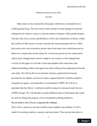 CJA/454 Malfunction Junction Case Study - Page 1 preview image