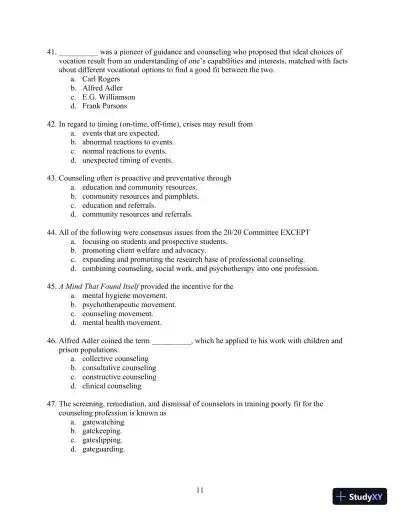Solution Manual for Orientation to the Counseling Profession: Advocacy, Ethics, and Essential Professional Foundations, 3rd Edition - Page 11 preview image