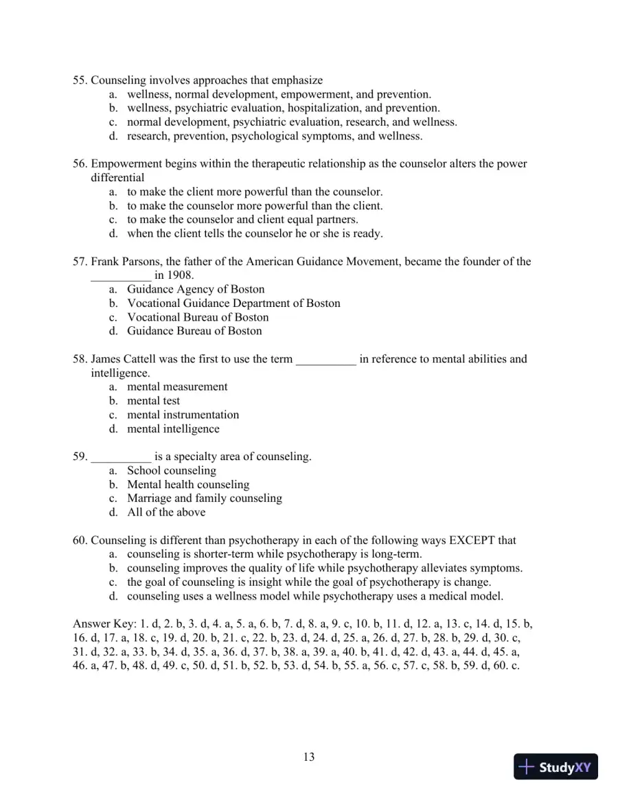 Solution Manual for Orientation to the Counseling Profession: Advocacy, Ethics, and Essential Professional Foundations, 3rd Edition, page 13