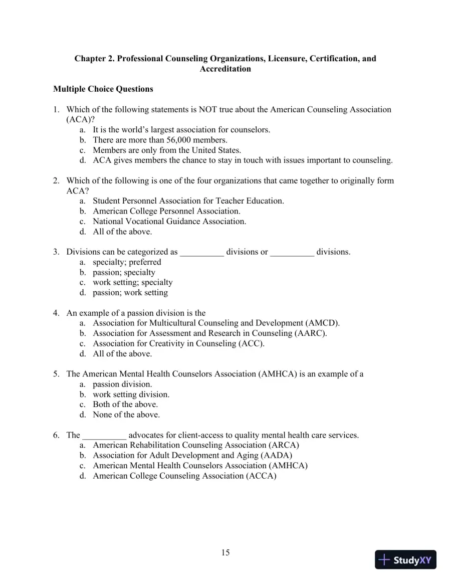 Solution Manual for Orientation to the Counseling Profession: Advocacy, Ethics, and Essential Professional Foundations, 3rd Edition, page 15