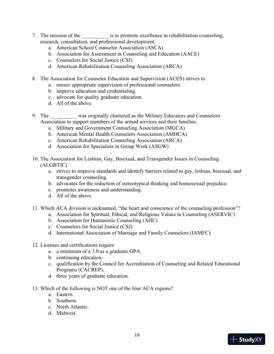 Solution Manual for Orientation to the Counseling Profession: Advocacy, Ethics, and Essential Professional Foundations, 3rd Edition, page 16