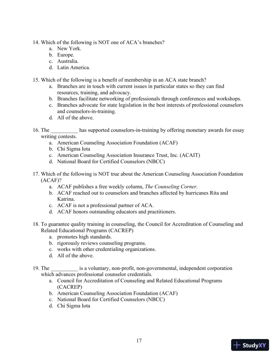 Solution Manual for Orientation to the Counseling Profession: Advocacy, Ethics, and Essential Professional Foundations, 3rd Edition, page 17