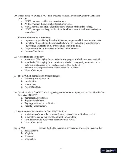 Solution Manual for Orientation to the Counseling Profession: Advocacy, Ethics, and Essential Professional Foundations, 3rd Edition - Page 18 preview image