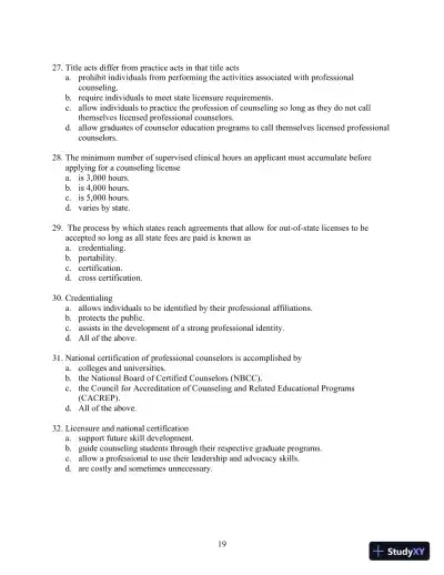 Solution Manual for Orientation to the Counseling Profession: Advocacy, Ethics, and Essential Professional Foundations, 3rd Edition - Page 19 preview image