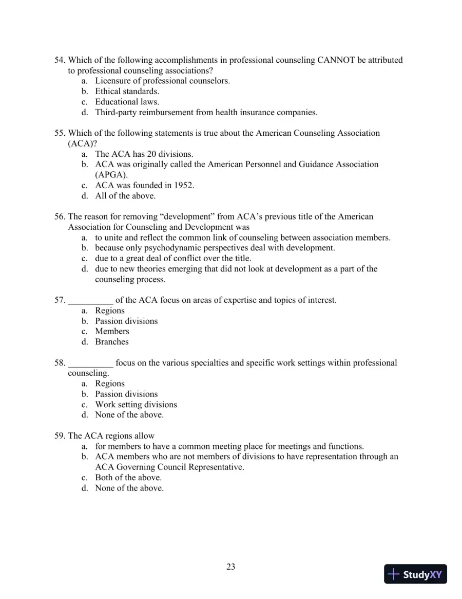 Solution Manual for Orientation to the Counseling Profession: Advocacy, Ethics, and Essential Professional Foundations, 3rd Edition, page 23
