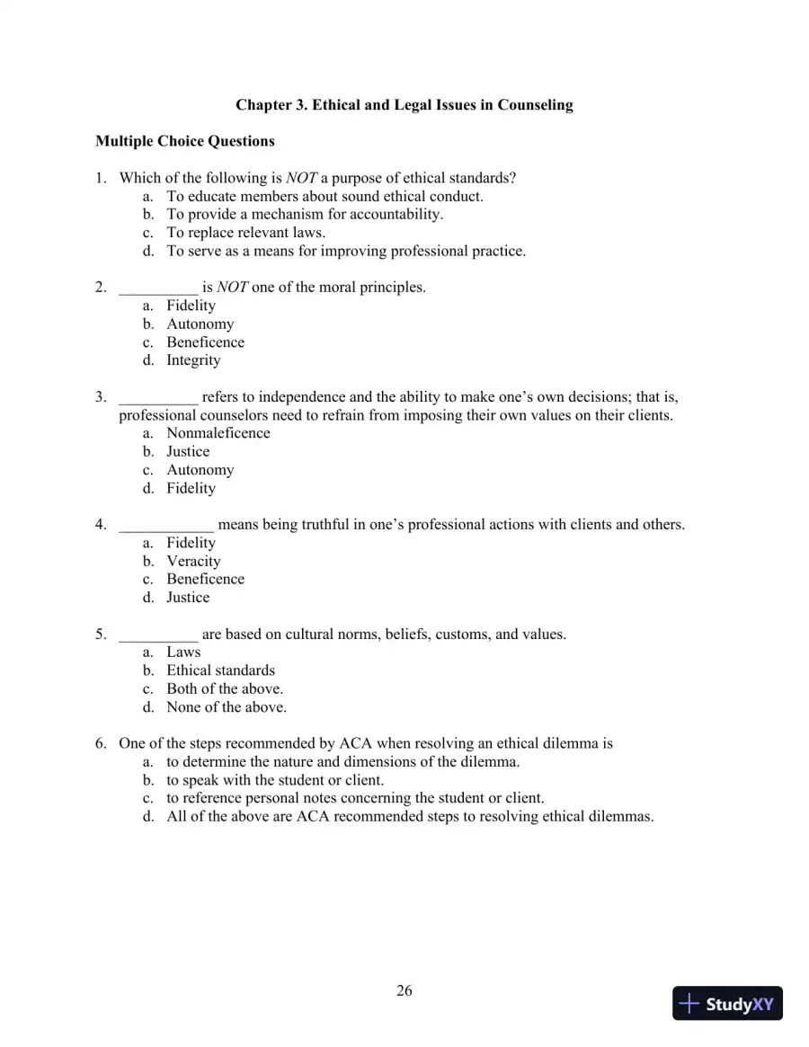 Solution Manual for Orientation to the Counseling Profession: Advocacy, Ethics, and Essential Professional Foundations, 3rd Edition, page 26