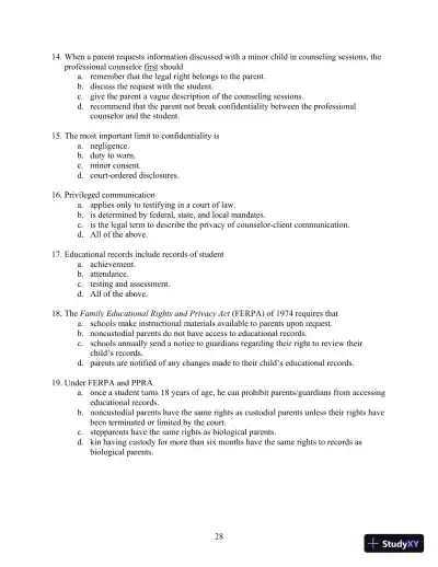 Solution Manual for Orientation to the Counseling Profession: Advocacy, Ethics, and Essential Professional Foundations, 3rd Edition - Page 28 preview image