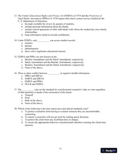 Solution Manual for Orientation to the Counseling Profession: Advocacy, Ethics, and Essential Professional Foundations, 3rd Edition - Page 31 preview image