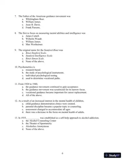 Solution Manual for Orientation to the Counseling Profession: Advocacy, Ethics, and Essential Professional Foundations, 3rd Edition - Page 6 preview image