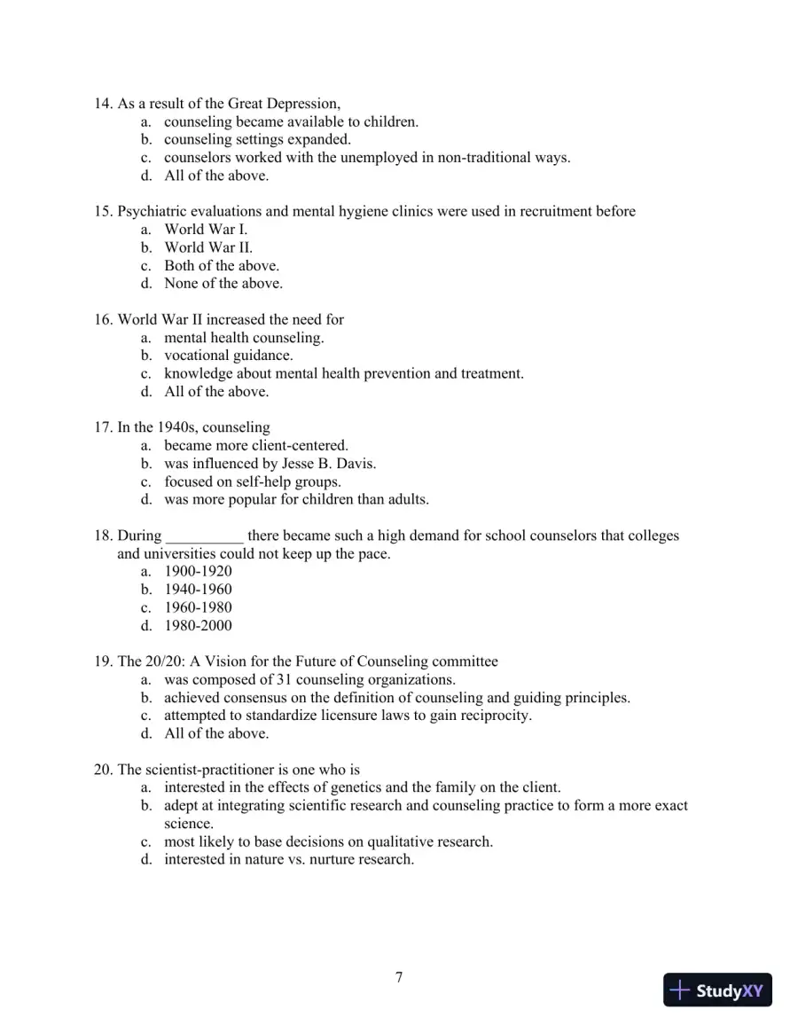 Solution Manual for Orientation to the Counseling Profession: Advocacy, Ethics, and Essential Professional Foundations, 3rd Edition, page 7