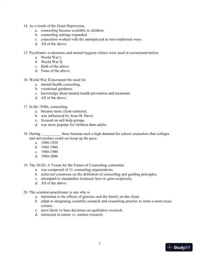 Solution Manual for Orientation to the Counseling Profession: Advocacy, Ethics, and Essential Professional Foundations, 3rd Edition - Page 7 preview image