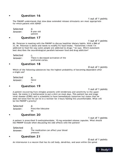 2021 NURS6630 Psychopathology Final Exam With Answers (76 Solved Questions) - Page 5 preview image