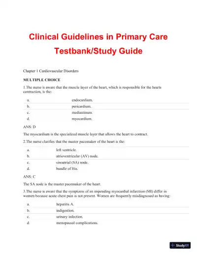 Test Bank For Clinical Gudelines In Primary Care, 3rd Edition - Page 1 preview image