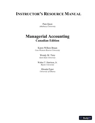 Class Notes for Managerial Accounting, Second Canadian Edition - Page 1 preview image