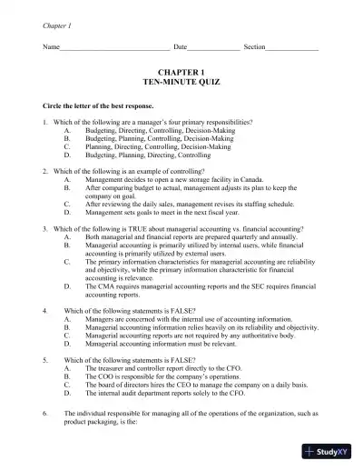 Class Notes for Managerial Accounting, Second Canadian Edition - Page 13 preview image