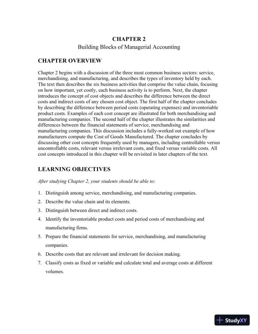 Class Notes for Managerial Accounting, Second Canadian Edition, page 15