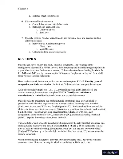 Class Notes for Managerial Accounting, Second Canadian Edition - Page 17 preview image