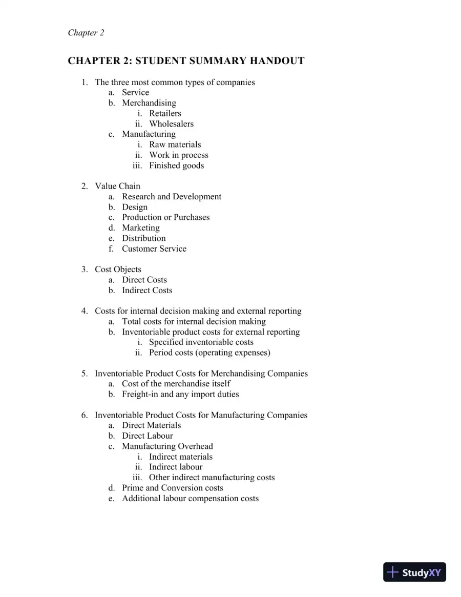 Class Notes for Managerial Accounting, Second Canadian Edition, page 19