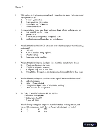 Class Notes for Managerial Accounting, Second Canadian Edition - Page 27 preview image