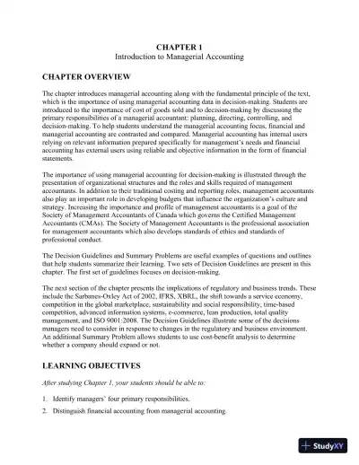 Class Notes for Managerial Accounting, Second Canadian Edition - Page 4 preview image
