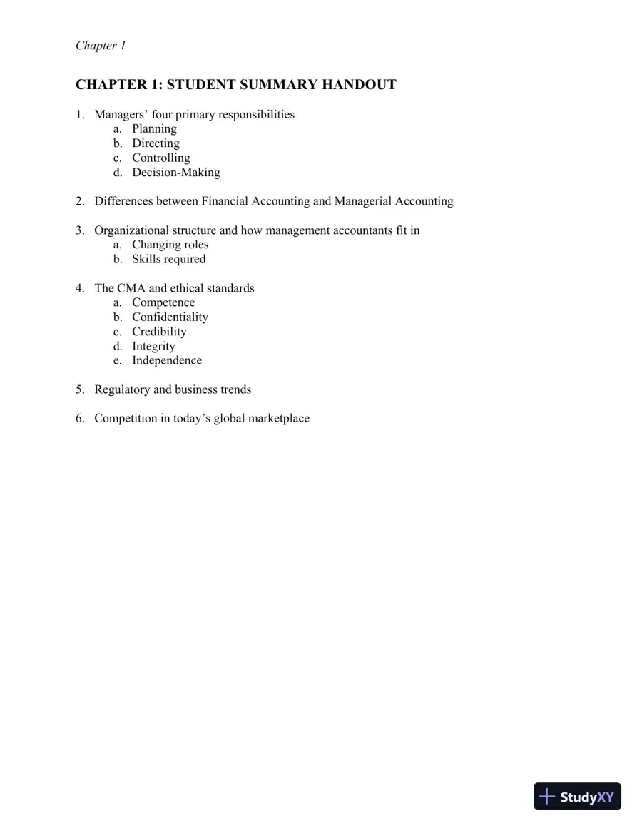 Class Notes for Managerial Accounting, Second Canadian Edition, page 9