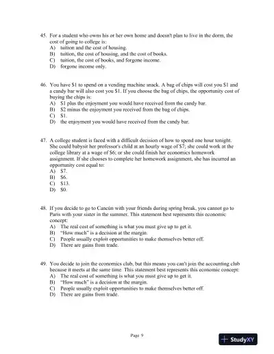 Microeconomics: Fourth Edition Test Bank - Page 10 preview image