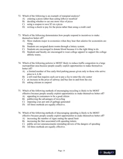 Microeconomics: Fourth Edition Test Bank - Page 15 preview image