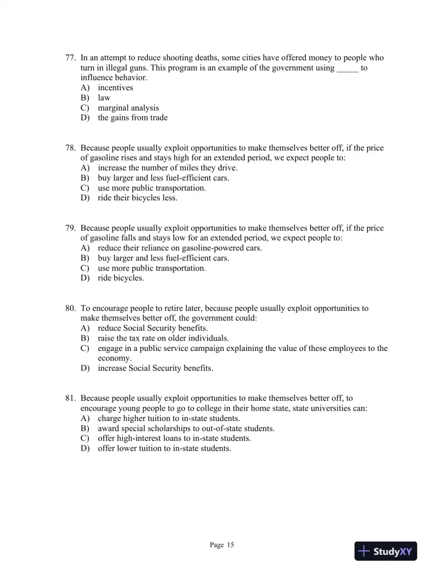 Microeconomics: Fourth Edition Test Bank, page 16
