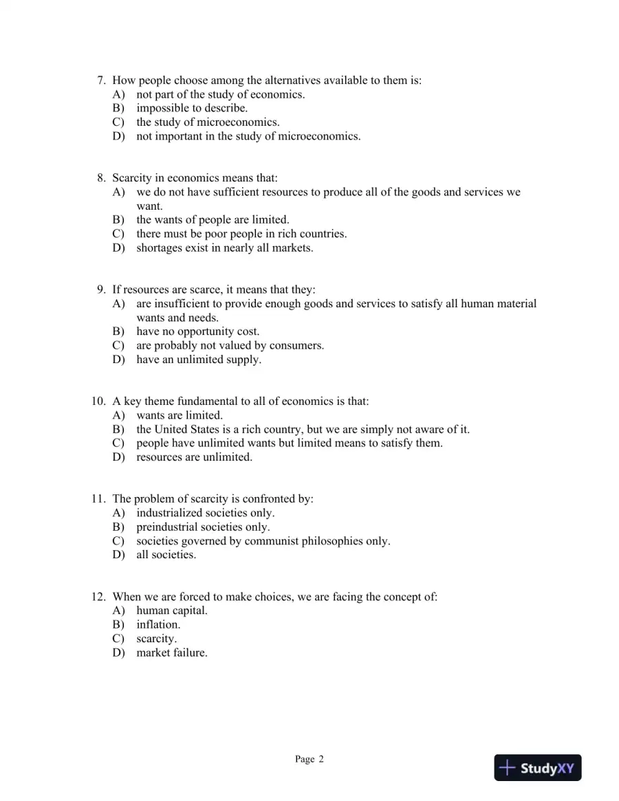 Microeconomics: Fourth Edition Test Bank, page 3